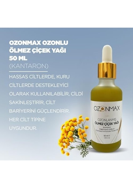 Ozonmax Ozonlu Ölmez Çiçek Yağı 50 ml (Kantaron)-Hassas Ciltlerde, Kuru Ciltlerde Destekleyici Olarak Kullanılabilir, Cildi Sakinleştirir, Cilt Bariyerini Güçlendirir. Her Cilt Tipine Uygundur.