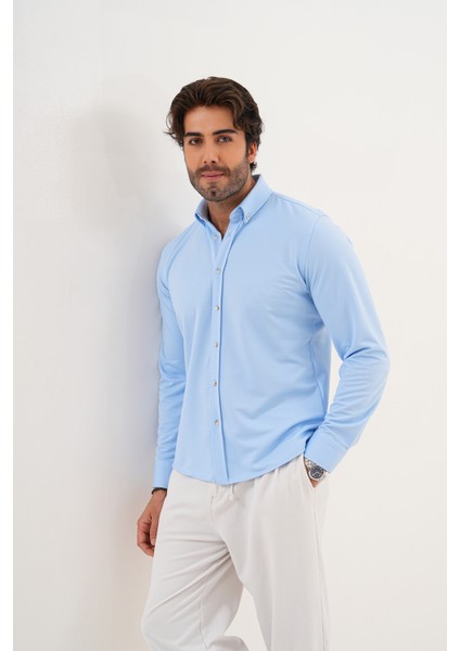 Gömlek Örme Petek Kumaş Mevsimlik Likralı Regular Erkek Gömlek indirimleri