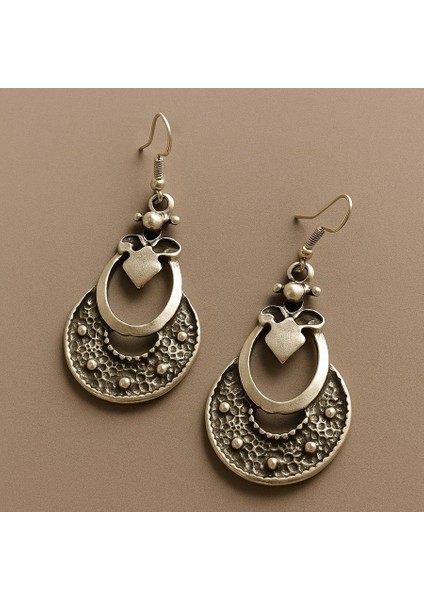 Nostaljik Motif Şekilli Kadın Küpe Çift Adet Gümüş Kaplama El Yapımı Küpe fiyatları