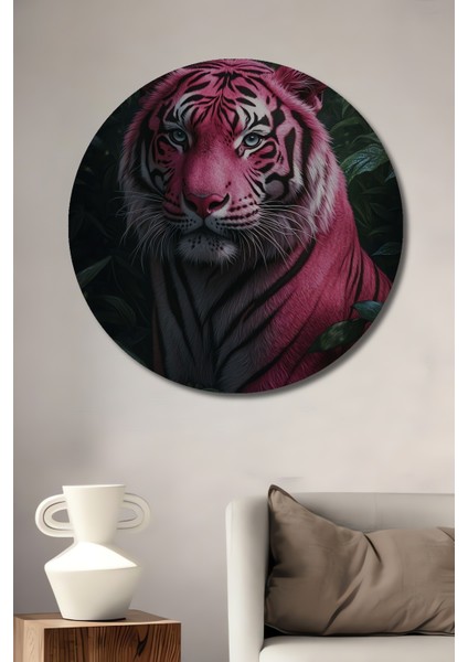 Pembe Kaplan Ormanı Dekoratif Ahşap Mdf Ev/işyeri Duvar Tablo Yuvarlak Ev/işyeri Duvar Tablo