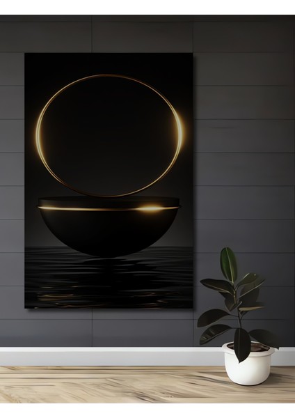 Altın Çember Minimalist Dekoratif Ahşap Mdf Ev/işyeri Duvar Tablo Dikdörtgen Ev/işyeri Duvar Tablo