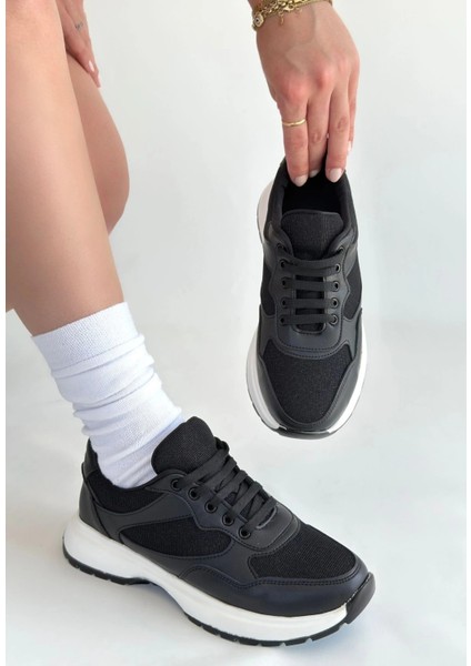 Slar Siyah Cilt Bağcıklı Spor Ayakkabı modelleri