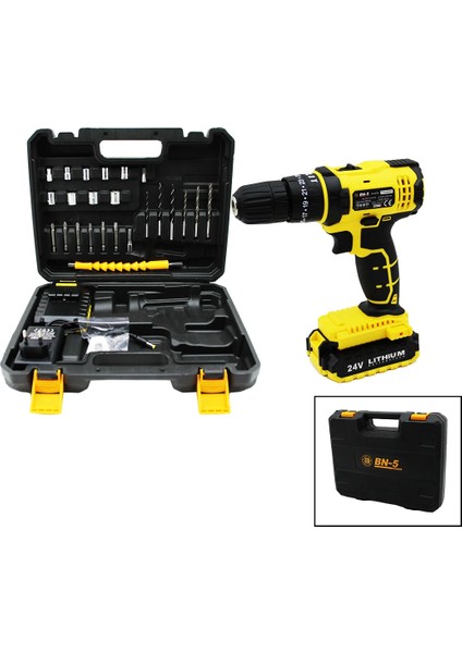 Banco Bn-5 F-136 Stanlıy Sarı 24W Professıonal Şarjlı Darbeli Matkap Seti Çantalı (5148)