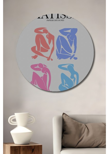 Matisse Renkli Silüetler Dekoratif Ahşap Mdf Ev/işyeri Duvar Tablo Yuvarlak Ev/işyeri Duvar Tablo