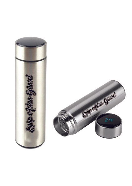 Öğretmenler Günü Dereceli Çelik Dijital LED Sıcaklık Göstergeli Akıllı Termos Matara Isim Baskılı 500ML