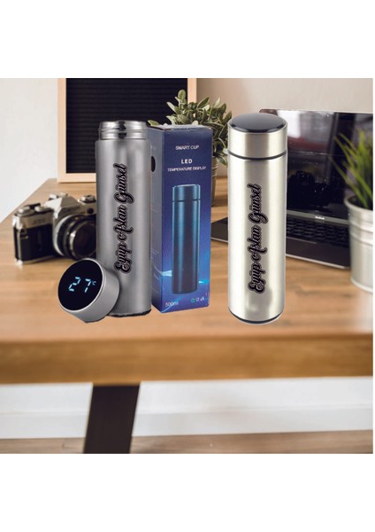 Öğretmenler Günü Dereceli Çelik Dijital LED Sıcaklık Göstergeli Akıllı Termos Matara Isim Baskılı 500ML fırsatları