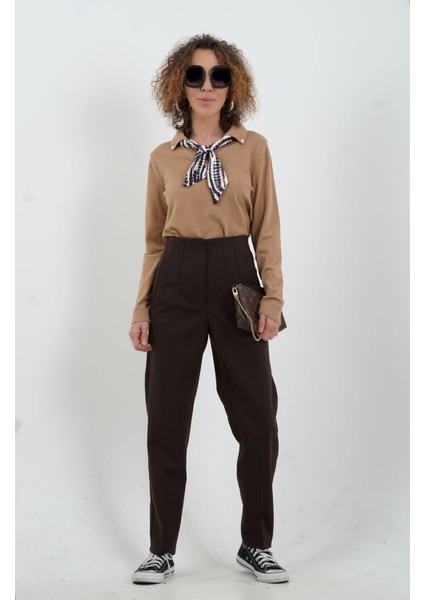 Camel Polo Yaka Fularlı Uzun Kol Kazak fiyatları