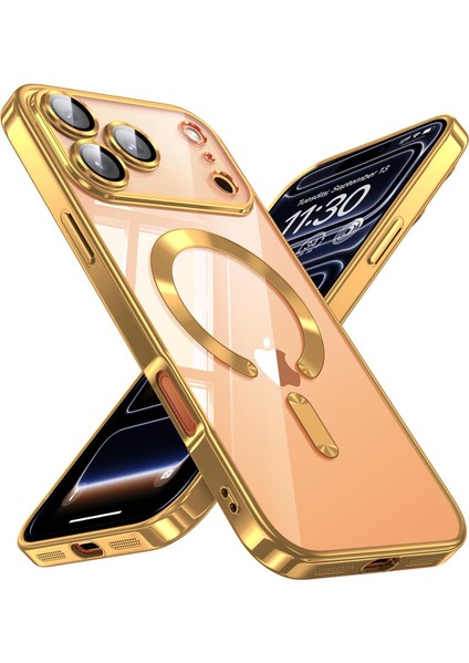 Apple iPhone 17 Pro Max Kılıf Kamera Lens Korumalı Renkli Magsafe Şeffaf Silikon Gold fiyatları