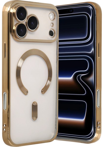 Apple iPhone 17 Pro Max Kılıf Kamera Lens Korumalı Renkli Magsafe Şeffaf Silikon Gold indirimleri