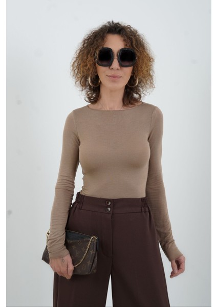 Vizon Kayık Yaka Modal Kaşmir Bluz