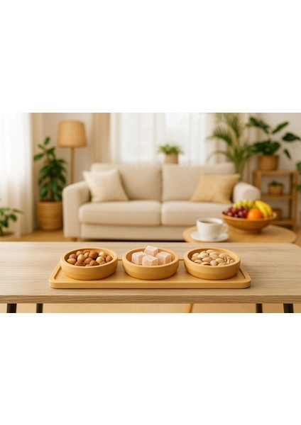3'lü Bambu Stantlı Çerezlik, Kahvaltılık Kase Seti, Bambu Kuruyemişlik Seti fiyatları