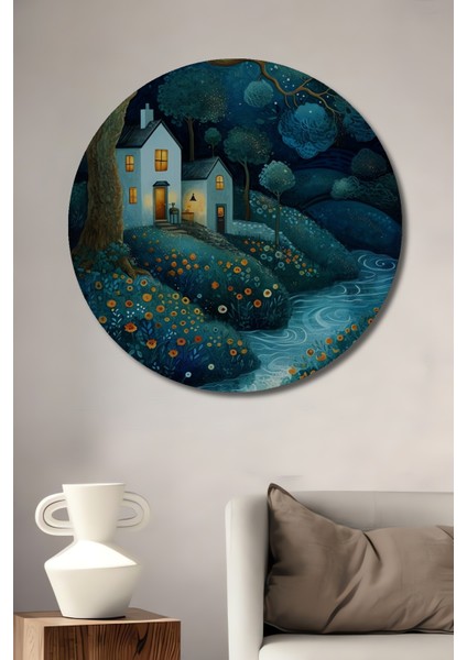 Gece Masalı Dekoratif Ahşap Mdf Ev/işyeri Duvar Tablo Yuvarlak Ev/işyeri Duvar Tablo