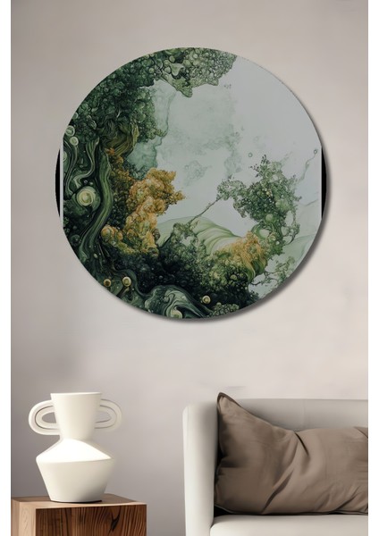 Organik Soyut Sanat Dekoratif Ahşap Mdf Ev/işyeri Duvar Tablo Yuvarlak Ev/işyeri Duvar Tablo