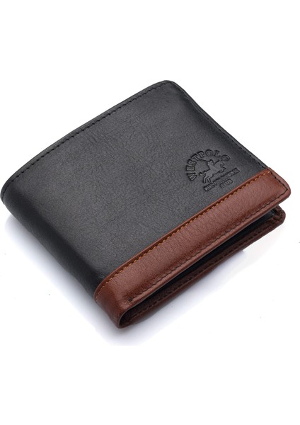 Hakiki Deri Kağıt Para ve Bol Kart Bölmeli Erkek Cüzdanı - Siyah-Taba fiyatları