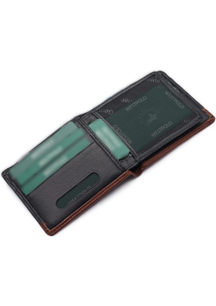 Hakiki Deri Kağıt Para ve Bol Kart Bölmeli Erkek Cüzdanı - Siyah-Taba modelleri