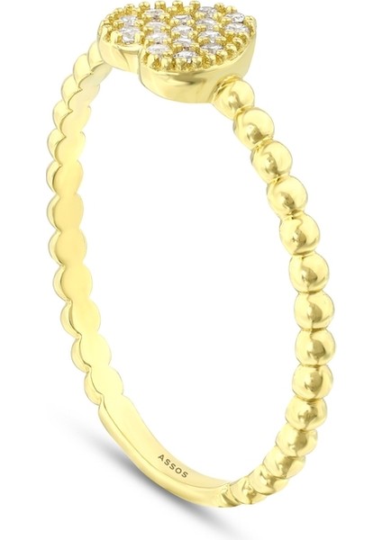 Taşlı Tasarım Altın Yüzük - 14K