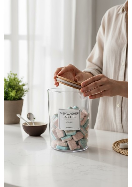 Bulaşık Makinesi Tablet Deterjan Kavanozu/kutusu Ahşap Vakumlu Kapak 2300 ml fiyatları