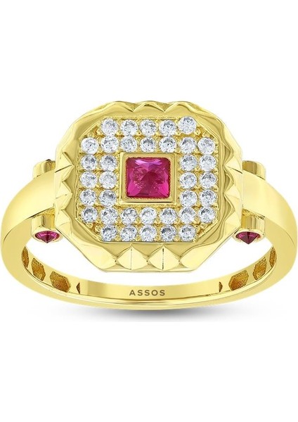 Renkli Taşlı Altın Yüzük - 14K