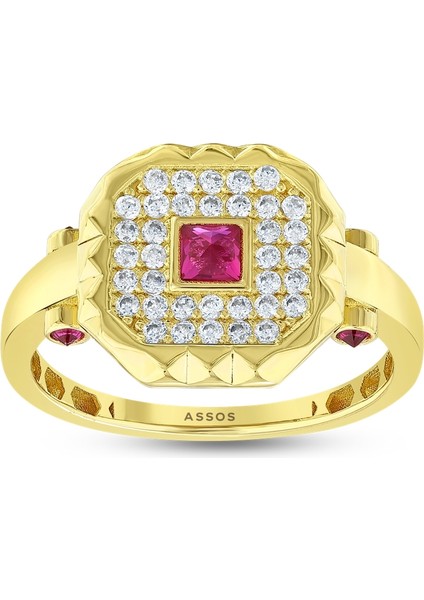 Renkli Taşlı Altın Yüzük - 14K