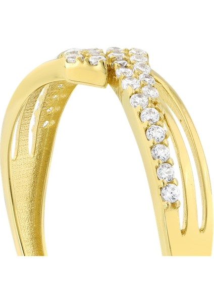 Taşlı Tasarım Altın Yüzük - 14K