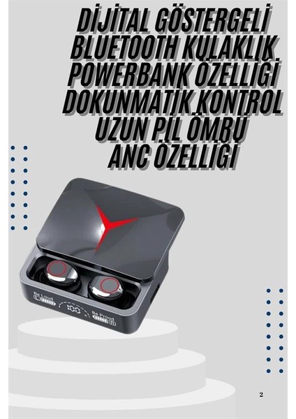 Kablosuz Bluetooth Kulaklık Powerbank Özellikli Göstergeli Hd Mikrofon