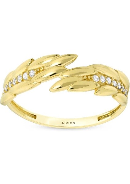 Taşlı Tasarım Altın Yüzük - 14K