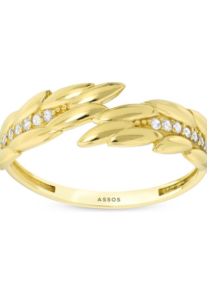 Taşlı Tasarım Altın Yüzük - 14K