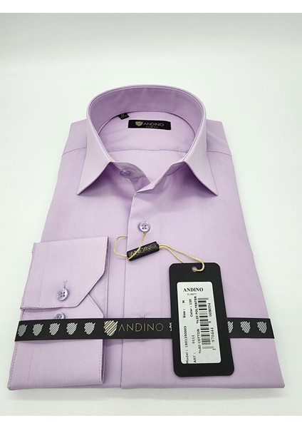 Slimfit Lila Erkek Gömlek Pamuk Polyester Dar Kesim Yapısıyla AS0111-120