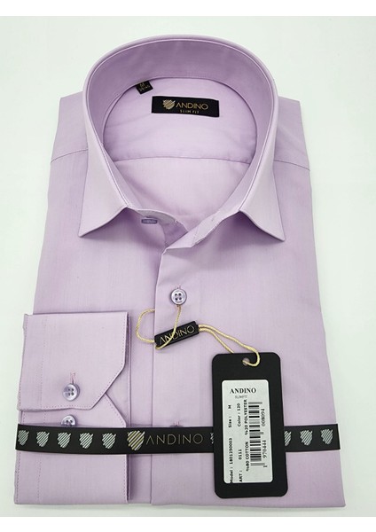 Slimfit Lila Erkek Gömlek Pamuk Polyester Dar Kesim Yapısıyla AS0111-120 fiyatları