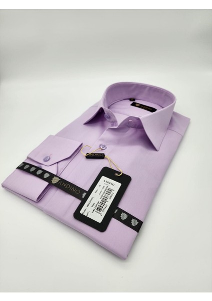 Slimfit Lila Erkek Gömlek Pamuk Polyester Dar Kesim Yapısıyla AS0111-120 modelleri