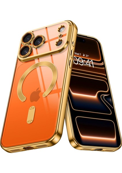 Apple iPhone 17 Pro Kılıf Kamera Lens Korumalı Renkli Magsafe Şeffaf Silikon Gold fiyatları