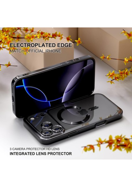 Apple iPhone 17 Pro Kılıf Kamera Lens Korumalı Renkli Magsafe Şeffaf Silikon Gold