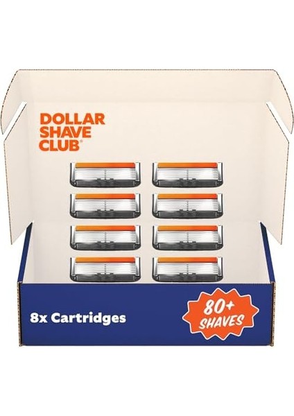 Dollar Shave Club | 6 Blade Club Serisi Tıraş Makinesi Dolum Kartuşu, 8 Adet | Dahili Düzeltici Bıçaklı Hassas Kesim Paslanmaz Çelik Bıçaklar | Miras Ile Uyumlu Değil modelleri