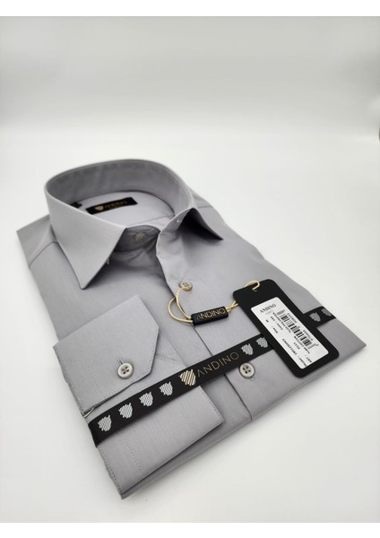 Slimfit Gri Erkek Gömlek Pamuk Polyester Dar Kesim Yapısıyla AS0111-165 modelleri