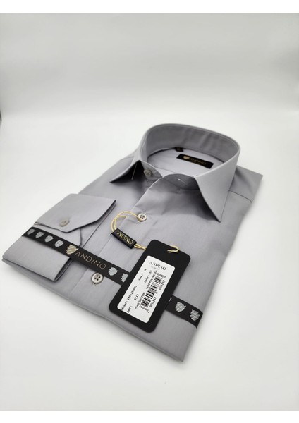Slimfit Gri Erkek Gömlek Pamuk Polyester Dar Kesim Yapısıyla AS0111-165 fırsatları