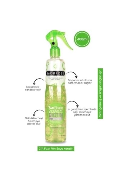 Morfose Biotin Içerikli Fön Suyu Yeşil 400 ml