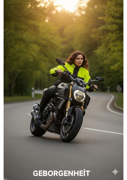 Fosforlu Yeşil Motorcu Yağmurluk File Astarlı Motosiklet Yağmurluğu Cepli indirimleri