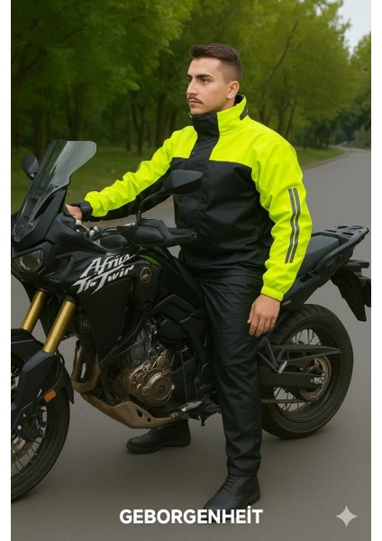 Fosforlu Yeşil Motorcu Yağmurluk File Astarlı Motosiklet Yağmurluğu Cepli modelleri