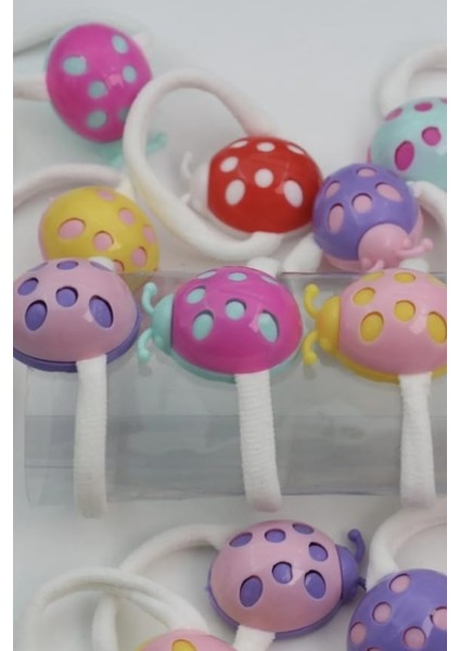 Okavango Çocuk Renkli Uğurböceği 8'li Lastik Toka Seti, Toka Organizer, Kız Çocuk Toka