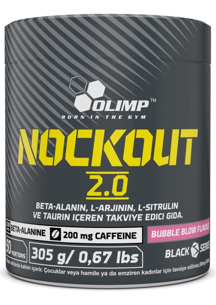 Olımp Sport Nutrıtıon Nockout 2.0 Sakız Aromalı 305 gr Arjinin Taurin Kafein Beta Alanin Karabiber Ekstresi