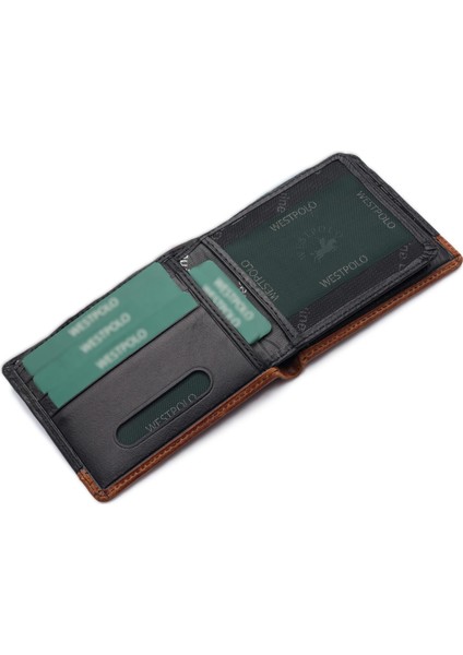 Hakiki Deri Kağıt Para ve Bol Kart Bölmeli Erkek Cüzdanı - Siyah-Tiguan Taba fırsatları