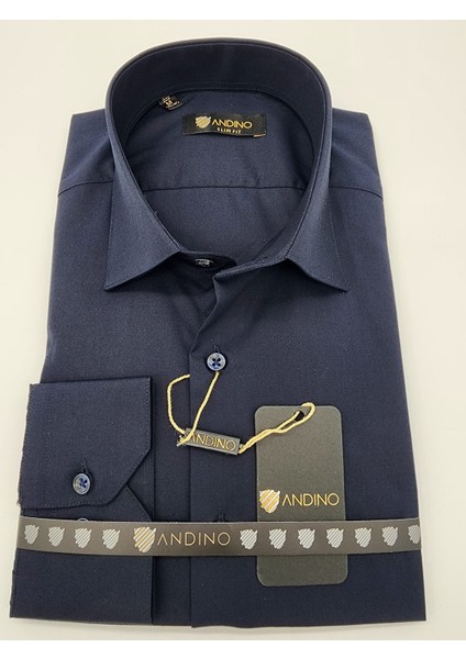 Slimfit Lacivert Erkek Gömlek Pamuk Polyester Dar Kesim Yapısıyla AS09K506A-4010 fiyatları