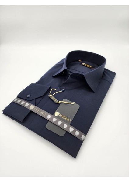 Slimfit Lacivert Erkek Gömlek Pamuk Polyester Dar Kesim Yapısıyla AS09K506A-4010 fırsatları