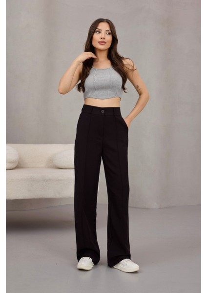 Kadın Yüksek Bel Likralı Geniş Paça Çımalı Rahat Kesim Pantolon fiyatları