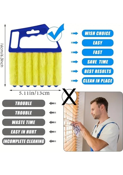 Panjur Temizleme Fırçası, 7 Çıkarılabilir ve Yıkanabilir Mikrofiber Kumaş Kılıflı