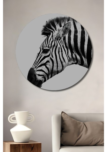 Zebra Portresi Dekoratif Ahşap Mdf Ev/işyeri Duvar Tablo Yuvarlak Ev/işyeri Duvar Tablo