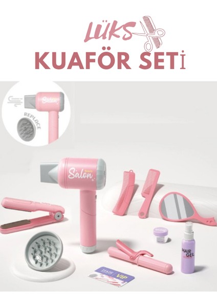 Kız Çocuk Kuaför Seti Lüks Tasarım Gerçekçi Üfleme Sesli Işıklı fiyatları