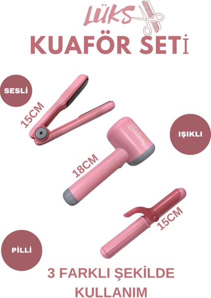 Kız Çocuk Kuaför Seti Lüks Tasarım Gerçekçi Üfleme Sesli Işıklı modelleri