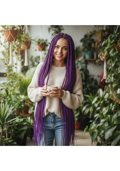 Afrika Örgüsü ve Rasta İçin Sentetik Saç - Koyu Mor