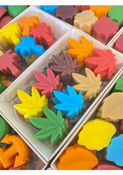 HEDİYELİK, DEKORATİF RENKLİ SONBAHAR MODEL YAPRAK SABUNLAR 24 ADET KUTU İÇİNDE